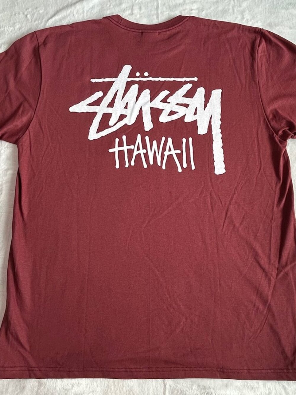 Stussy Hawaii Chapter Full Tag Wine T-Shirt - Large